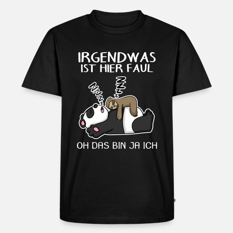Faultier Spruch Panda Bär - Männer Premium Bio T-Shirt - Schwarz