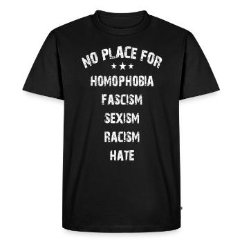 pas de place pour le racisme le sexisme déteste le fascisme - T-shirt Premium bio Homme - noir - Devant - Nico (187cm)