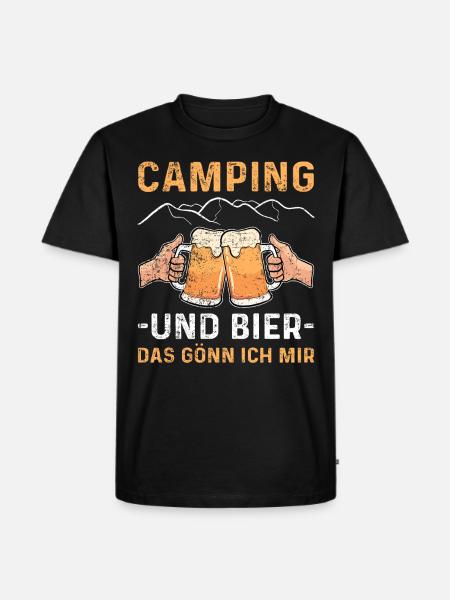 Bier Camping Deshalb Hier Geschenk - Männer Premium Bio T-Shirt - Schwarz