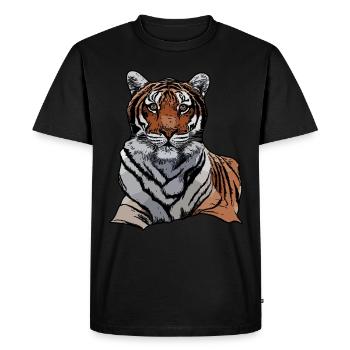 Tiger motif de tigre motif tête d’animal motif visage d’animal - T-shirt Premium bio Homme - noir - Devant - Nico (187cm)
