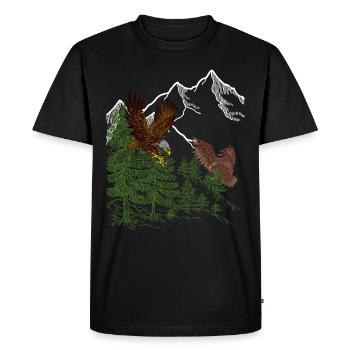 Aigle Impression Prédateur oiseau Adlermotiv montagne - T-shirt Premium bio Homme - noir - Devant - Nico (187cm)
