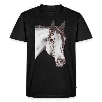 Fille cheval tête d’animaux motif animal - T-shirt Premium bio Homme - noir - Devant - Nico (187cm)