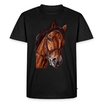 Fille cheval motif animal motif animal visage - T-shirt Premium bio Homme - noir - Devant - Nico (187cm)