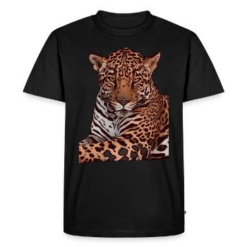 Leopard animal motif animal face animal ladies children - Men's Premium Organic T-Shirt - black - Front - Nico (187cm)