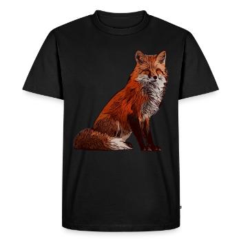 Renard Renard Fuchs motif visage animal - T-shirt Premium bio Homme - noir - Devant - Nico (187cm)