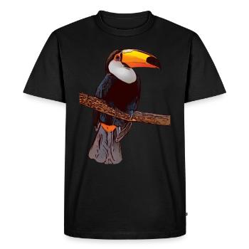 Tukan oiseau motif animal visage animal - T-shirt Premium bio Homme - noir - Devant - Nico (187cm)