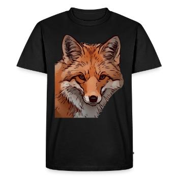 Renard Renard Fuchs motif visage animal - T-shirt Premium bio Homme - noir - Devant - Nico (187cm)