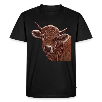 Vaches motif visage animal - T-shirt Premium bio Homme - noir - Devant - Nico (187cm)