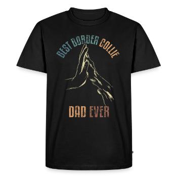 Border Collie Papa Vater Dad - Men's Premium Organic T-Shirt - black - Front - Nico (187cm)