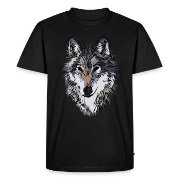 Wolf Fauve animal motif art impression imprimée motif animal - T-shirt Premium bio Homme - noir - Devant - Nico (187cm)