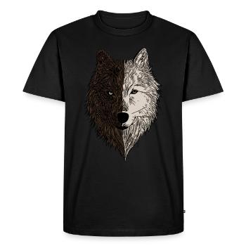 Wolf animal motif wolfsmotiv brun - T-shirt Premium bio Homme - noir - Devant - Nico (187cm)