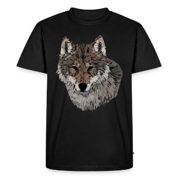 Wolf animal motif fauves animaux visage de loup motif - T-shirt Premium bio Homme - noir - Devant - Nico (187cm)