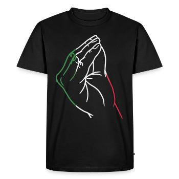Italie Coeur italien Drapeau main Geste Fierté - T-shirt Premium bio Homme - noir - Devant - Nico (187cm)