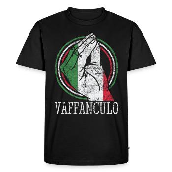 Drôle italienne Italie Vaffanculo geste hand - T-shirt Premium bio Homme - noir - Devant - Nico (187cm)