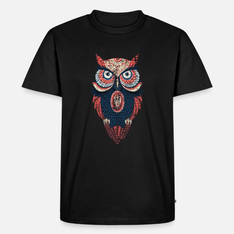 Eule Waldbewohner Eulen Natur - Männer Premium Bio T-Shirt - Schwarz