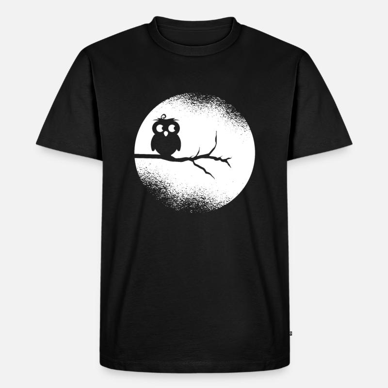 Eule Waldbewohner Eulen Vollmond - Männer Premium Bio T-Shirt - Schwarz