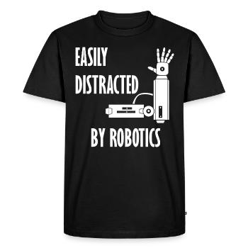 Distrait par la robotique, mignon ingénieur - T-shirt Premium bio Homme - noir - Devant - Nico (187cm)