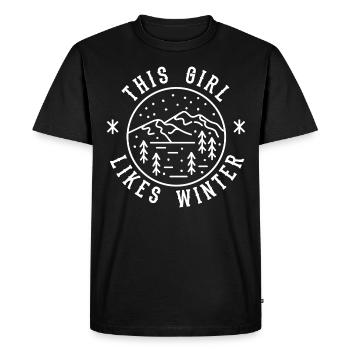 Une fille aime la saison hivernale, des livres, - T-shirt Premium bio Homme - noir - Devant - Nico (187cm)
