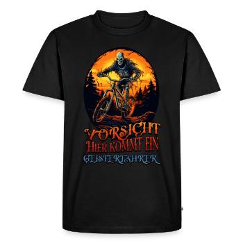 Halloween shirt for biker skeleton on ghost ride - Men's Premium Organic T-Shirt - black - Front - Nico (187cm)