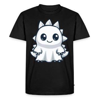 Dinosaur Stegosaurus Halloween Ghost - Men's Premium Organic T-Shirt - black - Front - Nico (187cm)