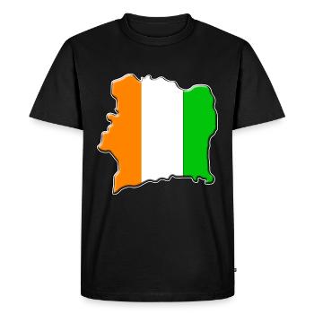 Carte de drapeau de la Côte d'Ivoire - T-shirt Premium bio Homme - noir - Devant - Nico (187cm)