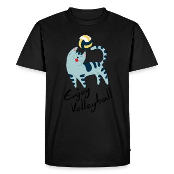 Chat de volleyball - T-shirt Premium bio Homme - noir - Devant - Nico (187cm)