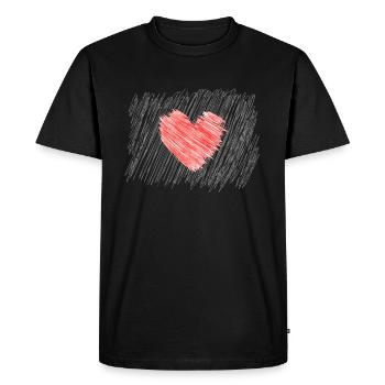 Heart on stripes Heart White - Men's Premium Organic T-Shirt - black - Front - Nico (187cm)