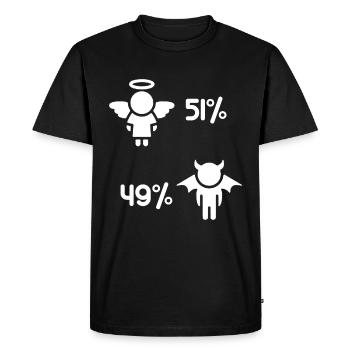 Anges et démons - énonciation drôle - T-shirt Premium bio Homme - noir - Devant - Nico (187cm)