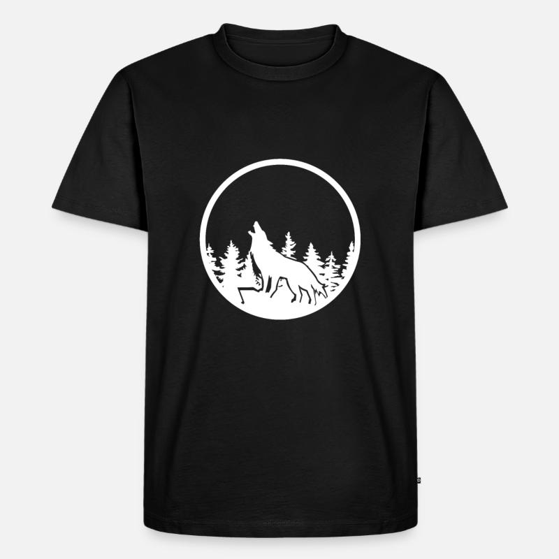 Heulender Wolf - Männer Premium Bio T-Shirt - Schwarz