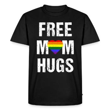 Maman gratuite embrasse la ligne arc-en-ciel LGBT - T-shirt Premium bio Homme - noir - Devant - Nico (187cm)