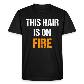 Ces cheveux sont en feu | Rousse au gingembre drôle - T-shirt Premium bio Homme - noir - Devant - Nico (187cm)