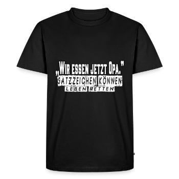 Wir essen jetzt Opa - Männer Premium Bio T-Shirt - Schwarz - Vorne - Nico (187cm)
