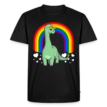 Brontosaurus Dinosaur Gay Pride Rainbow LGBTQ - T-shirt Premium bio Homme - noir - Devant - Nico (187cm)