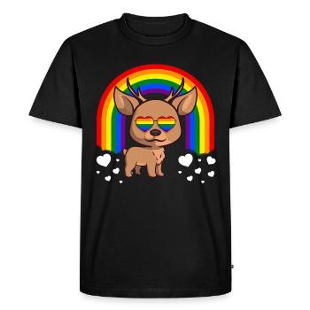 Cerf LGBT arc-en-ciel Gay Pride - T-shirt Premium bio Homme - noir - Devant - Nico (187cm)