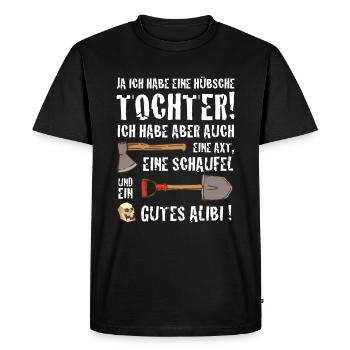 JA ICH HABE EINE HÜBSCHE TOCHTER lustiger Spruch - Männer Premium Bio T-Shirt - Schwarz - Vorne - Nico (187cm)