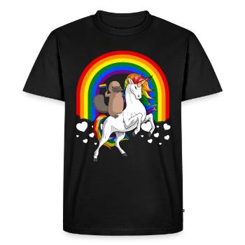 LGBT Platypus Reiten Einhorn Gay Pride Rainbow - Männer Premium Bio T-Shirt - Schwarz - Vorne - Nico (187cm)