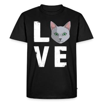 Amour russe chat bleu amant Kitty - T-shirt Premium bio Homme - noir - Devant - Nico (187cm)