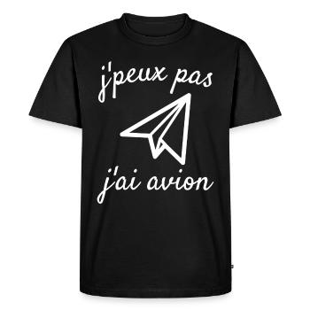 t shirt j'peux pas j'ai avion - T-shirt Premium bio Homme - noir - Devant - Nico (187cm)