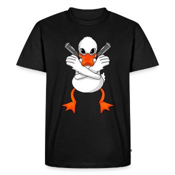 Canard avec pistolet - T-shirt Premium bio Homme - noir - Devant - Nico (187cm)