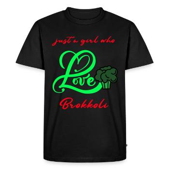 seulement une femme qui aime le brocoli végétarien - T-shirt Premium bio Homme - noir - Devant - Nico (187cm)