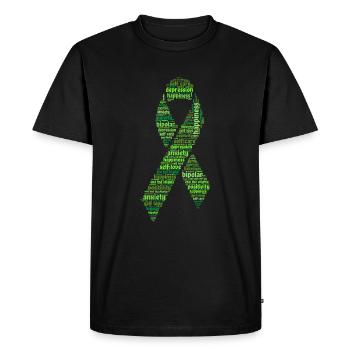 Green Mental Health Awareness Ribbon - T-shirt Premium bio Homme - noir - Devant - Nico (187cm)