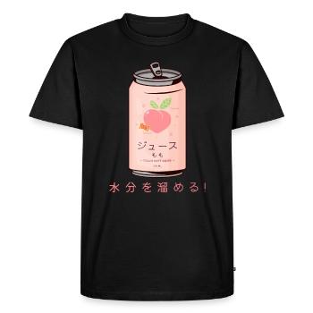 90s Japanese Aesthetic Peach Juice Can Aesthetic - T-shirt Premium bio Homme - noir - Devant - Nico (187cm)