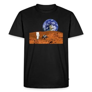 vue de la lune sur la terre avec astronaut rover - T-shirt Premium bio Homme - noir - Devant - Nico (187cm)