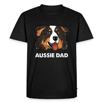 Aussie Dad Australian Shepherd Papa - Men's Premium Organic T-Shirt - black - Front - Nico (187cm)