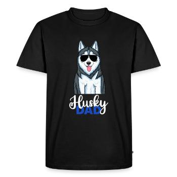 Husky Papa Sibérien Husky Papa - T-shirt Premium bio Homme - noir - Devant - Nico (187cm)