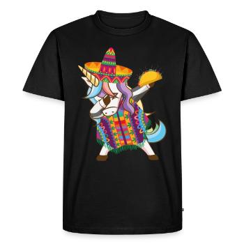 Mexican Dabbing Unicorn Cinco De Mayo with Taco - Men's Premium Organic T-Shirt - black - Front - Nico (187cm)