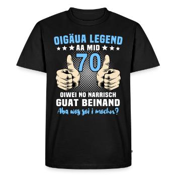 Allgäuer 70. Geburtstag 70 Jahre Allgäu - Männer Premium Bio T-Shirt - Schwarz - Vorne - Nico (187cm)