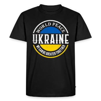 Paix en Ukraine - T-shirt Premium bio Homme - noir - Devant - Nico (187cm)
