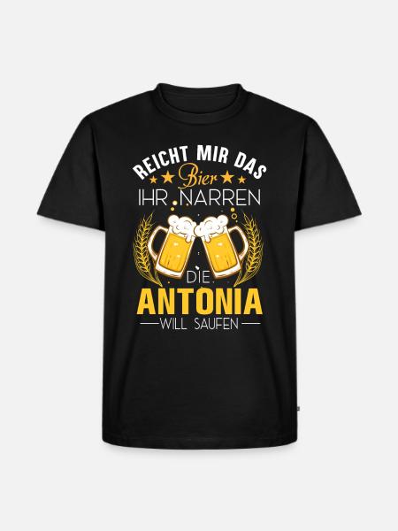 Antonia Spruch Bier - Männer Premium Bio T-Shirt - Schwarz