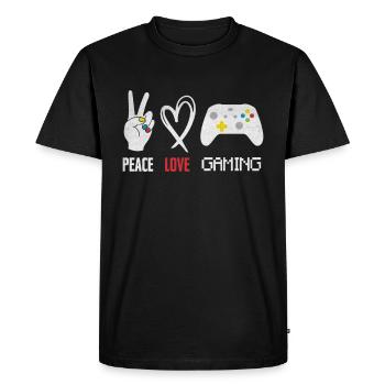 Peace Love Gaming - Men's Premium Organic T-Shirt - black - Front - Nico (187cm)